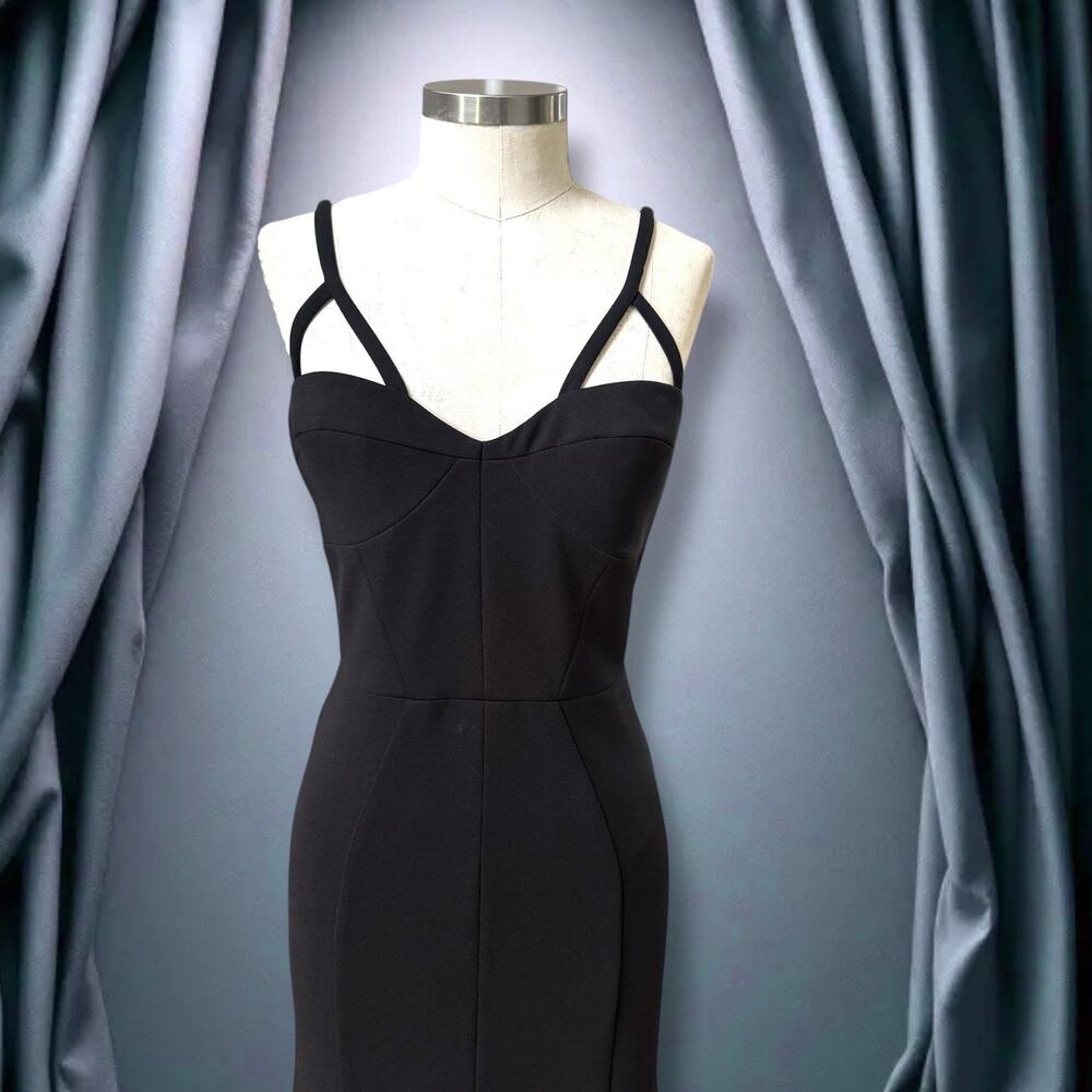 Vera Wang Lavender Formal Maxi Dress 8 Black LBD Y2K Goth Whimsigoth Polyester - Picture 2 of 14